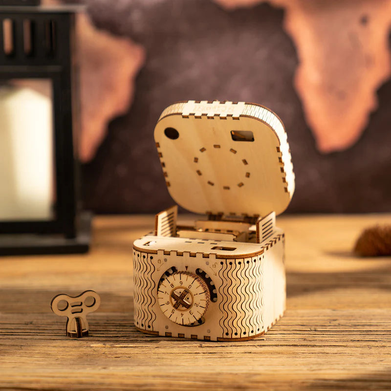 Boîte aux trésors avec engrenages mécaniques - puzzle 3D en bois - Plan de Jeu - L’Art de Gagner