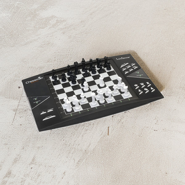 Sleek Lexibook Chessman Elite electronic chess set with a modern board, intuitive controls, and built-in AI for solo or multiplayer games.