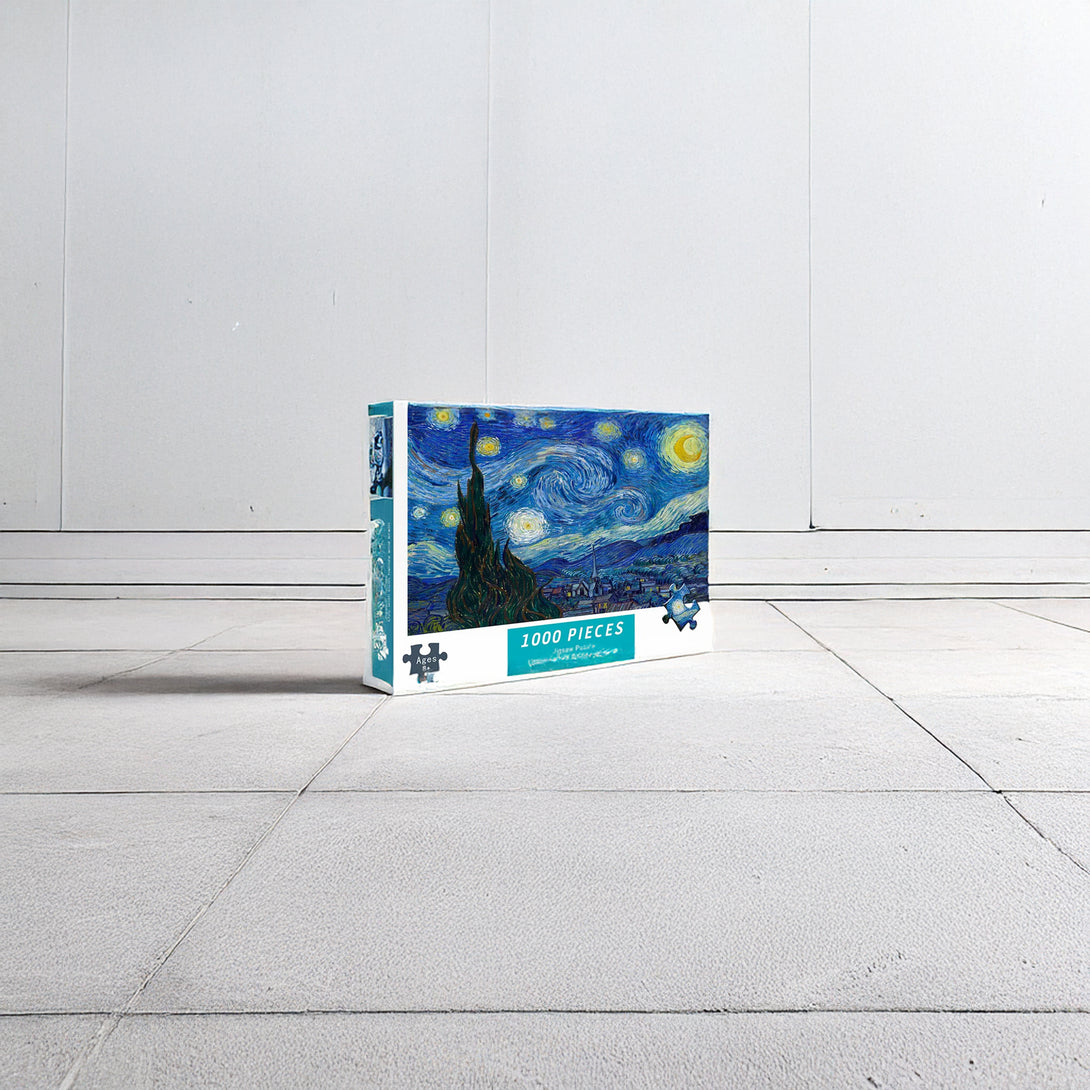 Vibrant 1000-piece Van Gogh puzzle showcasing a stunning, colorful artwork, perfect for enhancing hand-eye coordination.