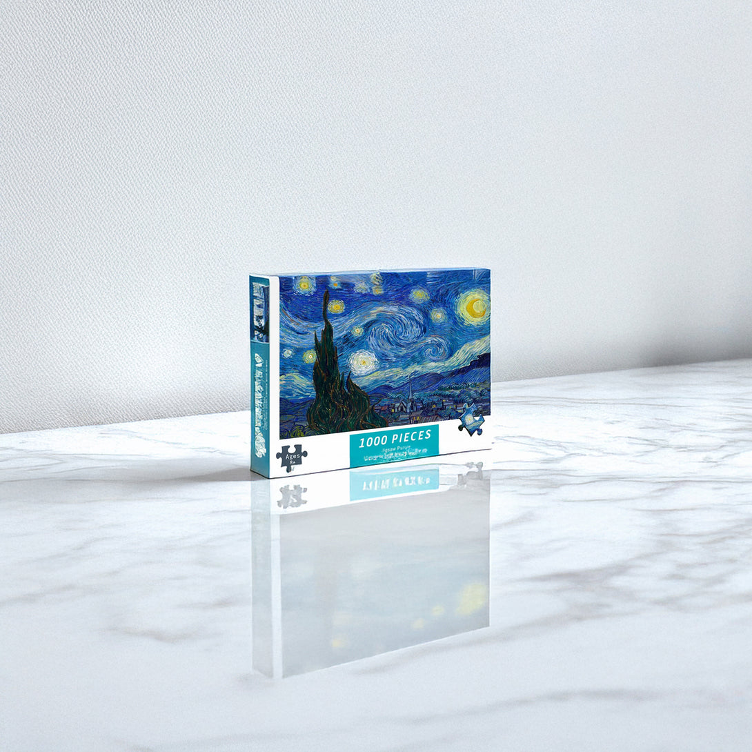 Vibrant 1000-piece Van Gogh puzzle showcasing a stunning, colorful artwork, perfect for enhancing focus and coordination.